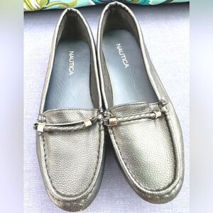 Nautica Beckington Loafer Women's sz 7 Black Flats Comfy Stylish Chic Silver
